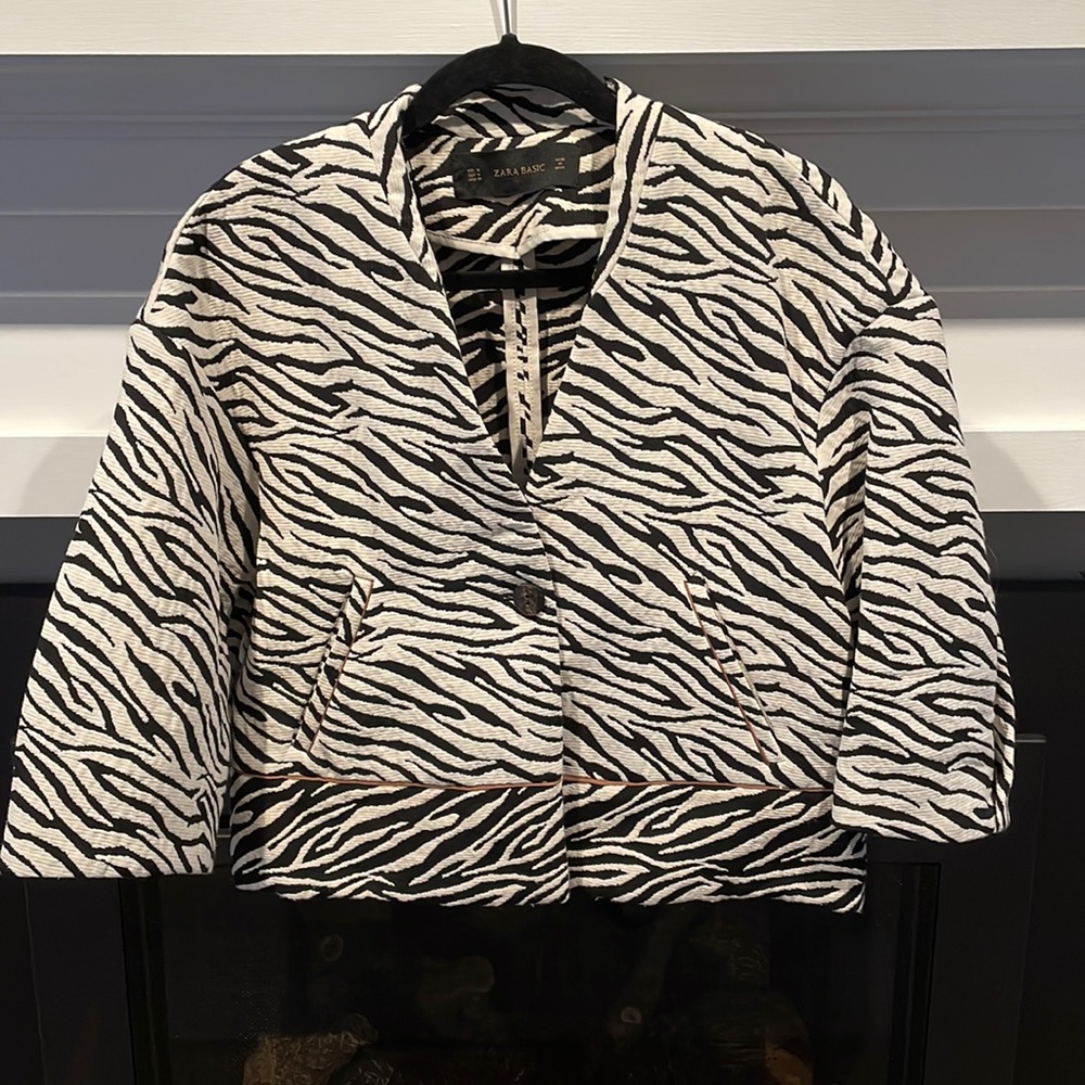 Zara Zebra Cropped Jacket